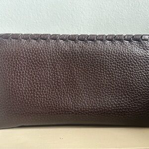 All Saints Rich  Brown Pebble Leather Wallet Zip Around
